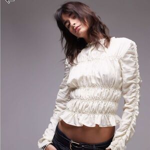 ASOS Cream Ruched Blouse